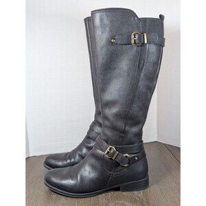 Women's Black Leather Riding Boots